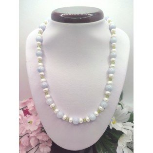 Aquamarine, Peridot & Freshwater Pearl Necklace